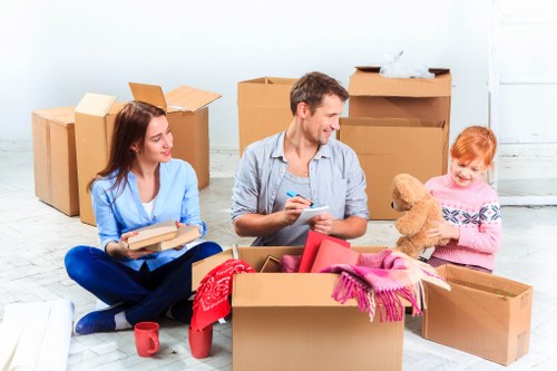 Packing supplies and boxes prepared for a Paddington home removal