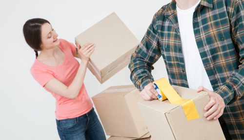 Packed boxes ready for a local house move in Paddington